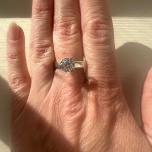 Handmade prong setting ring with cubic zirconia. Size 7.